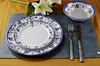 blue white melamine plates